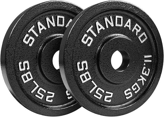 Steel Weight Plates 85LB Set - Olympic 2 inch Center Premium Coating 2x 25lb, 10lb, 5lb, and 2.5lb for Olympic Weight Lifting Barbells