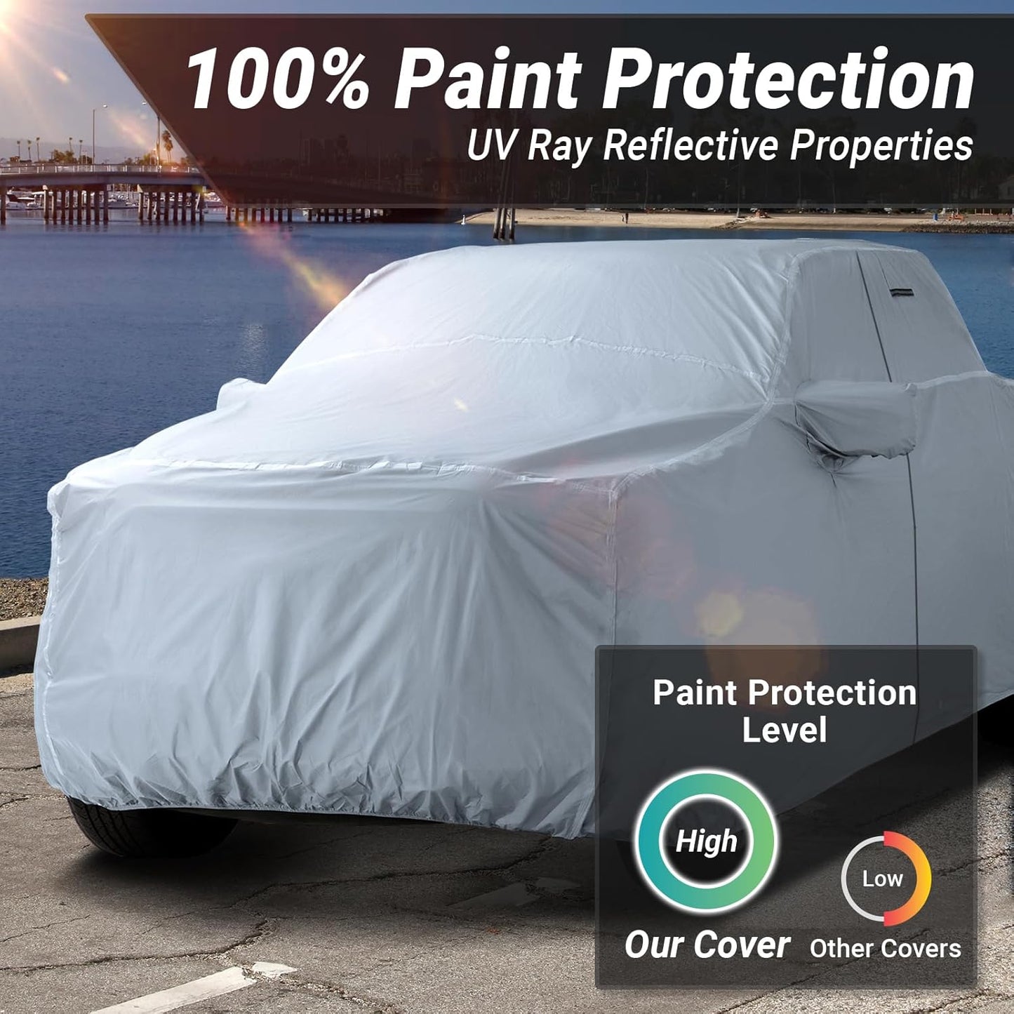iCarCover Fits 2005-2023 Tacoma Double Cab, 6.1 ft Regular Bed Toyota Truck Cover Automobiles Form-Fit Padded Full Exterior Waterproof Automobiles Protection Covers
