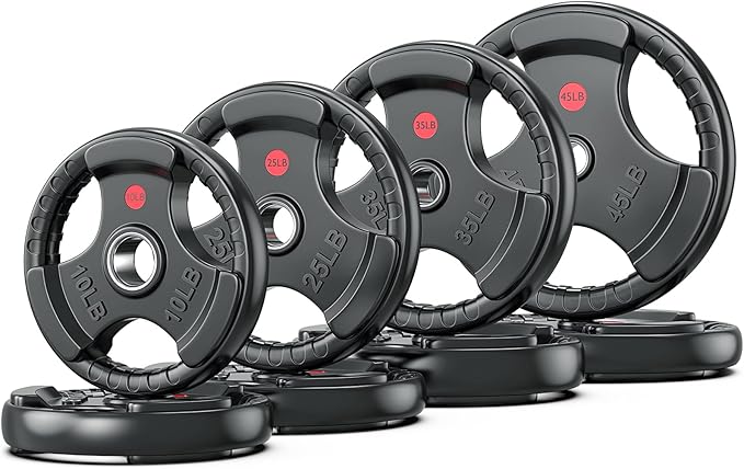 XDDIAS Rubber Weight Plates for Barbell, 2-Inch Olympic Grip Plate for Strength Training, Weightlifting and Bodybuilding in Home & Gym, Solid Cast Iron Weight Plates Pair and Sets