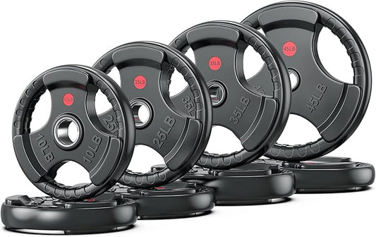 XDDIAS Rubber Weight Plates for Barbell, 2-Inch Olympic Grip Plate for Strength Training, Weightlifting and Bodybuilding in Home & Gym, Solid Cast Iron Weight Plates Pair and Sets