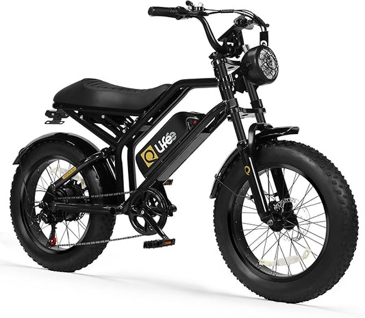 Qlife Electric Bike for Adults-1500W Peak Motor 20" Fat Tires 28MPH(Unlock to 35MPH) EBike Moped, 624-1248Wh Removable Battery Bicycle, with Dual Suspension & Brakes Motorcycle, 7-Speed,Spark