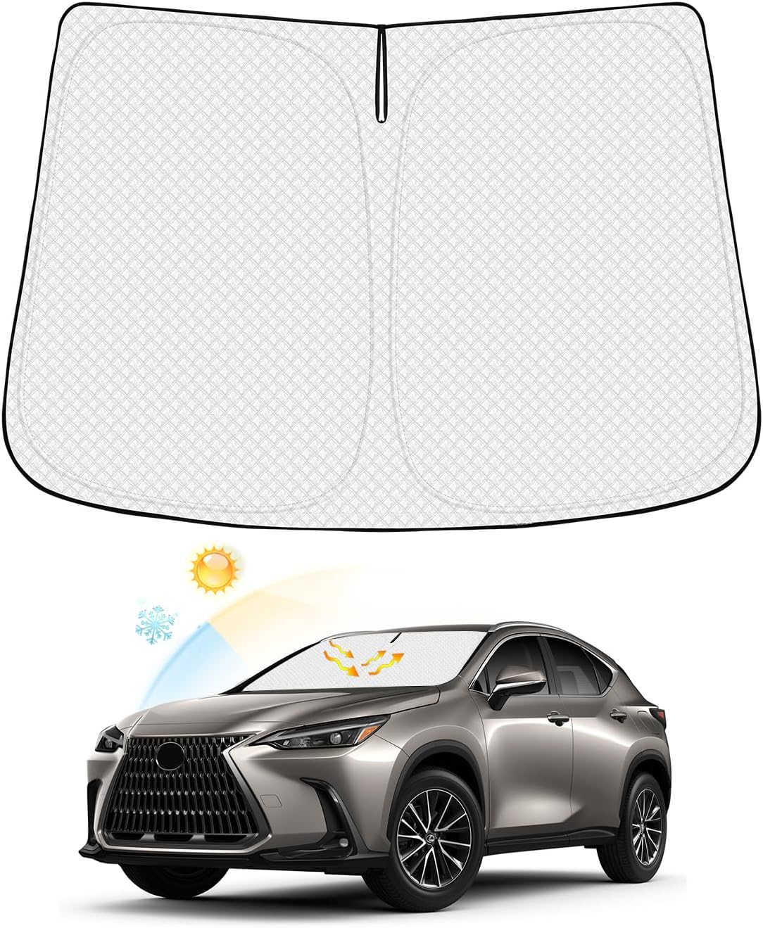 Windshield Sun Shade for Lexus NX NX250 NX350 NX350h NX450h+ 2022-2025 2026 Accessories Thicken 6-Layer Front Window Sunshade Cover Sun Visor Protector Foldable Block UV Rays Keep Vehicle Cool