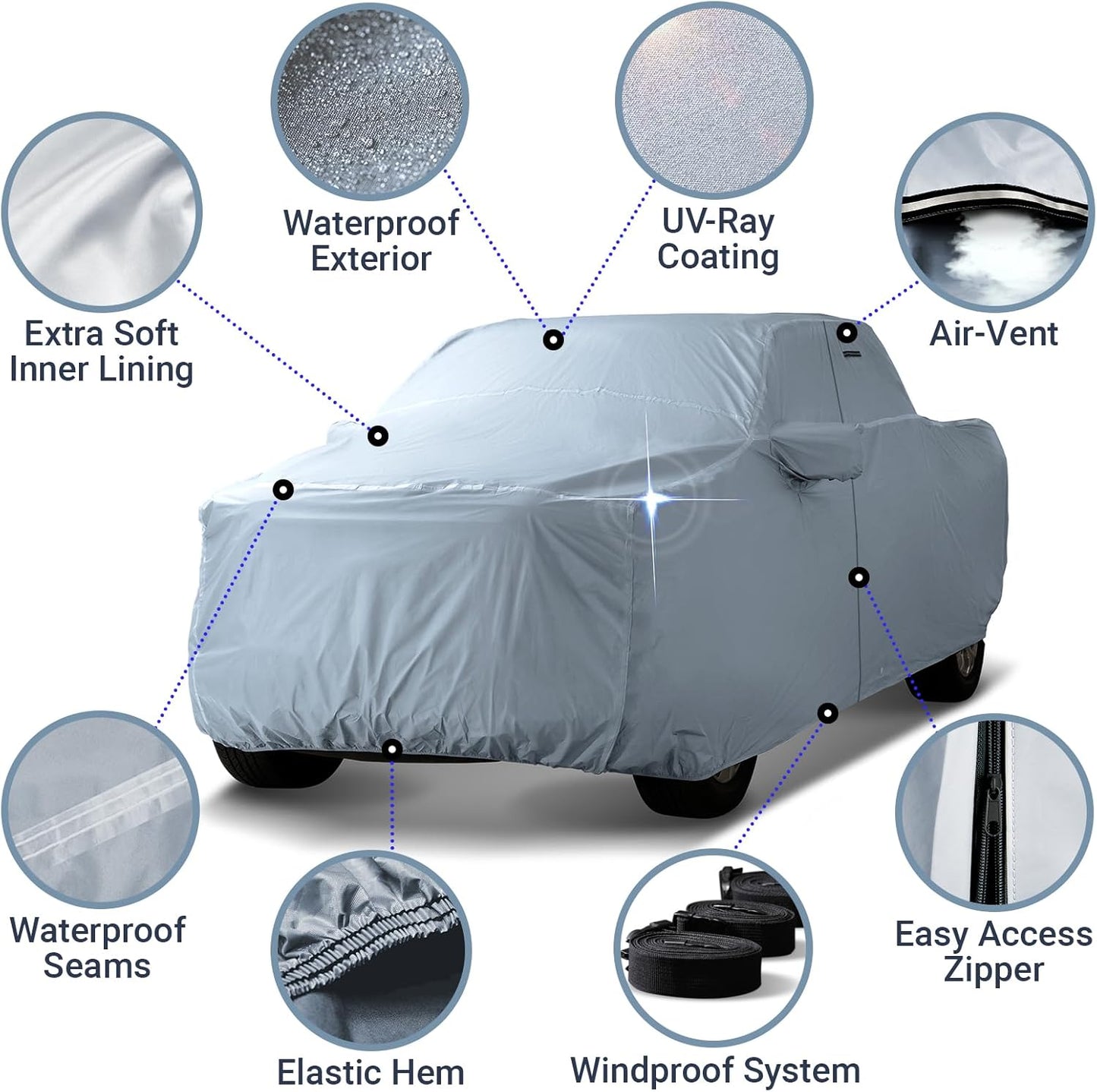 iCarCover Premium Truck Cover Compatible with GMC Sierra 1500 Crew Cab, Short Bed 5.8 ft. Waterproof All Weather Rain Snow Sun UV Protector, Full Exterior Truck Covers [ Fits 2004-2024 ]