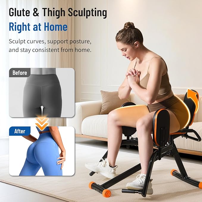 Hip Abductor Machine for Home Gym | Compact Glute Trainer & Thigh Workout Equipment with 3-Level Resistance,Silent Design | Leg Abductor Machine & Booty Builder for Women/Men
