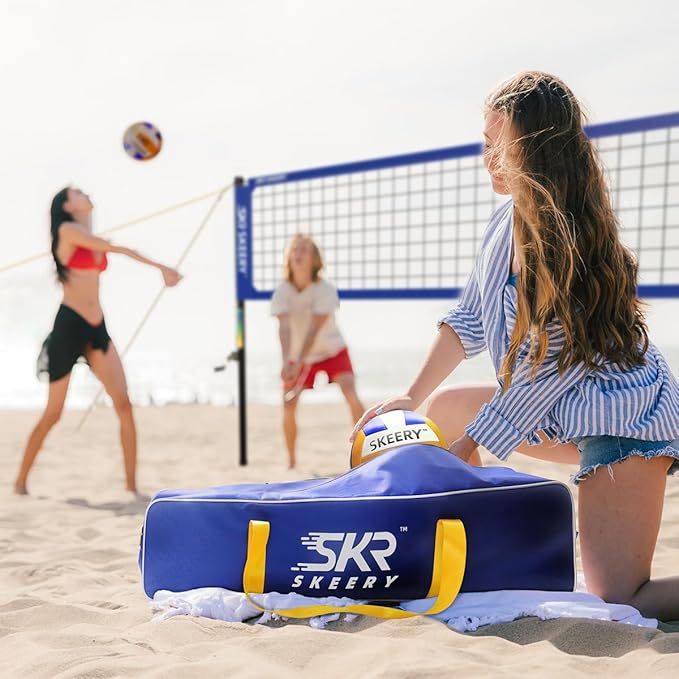Outdoor Heavy Duty Volleyball Net Set, Anti-Sag Design, Adjustable Aluminum Poles, Portable Volleyball Net for Backyard,Grass and Beach