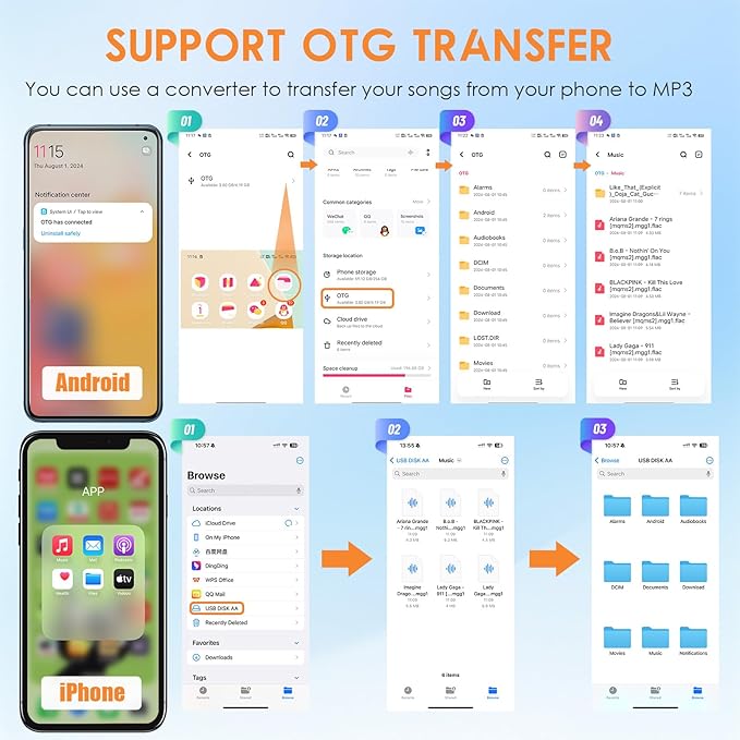64GB Clip MP3 Player: Upgraded Bluetooth 5.3, Earphones Included, 15 Hours Battery Mini Music Player, 1000+ Songs Storage, No Phone Needed, Portable Music Players
