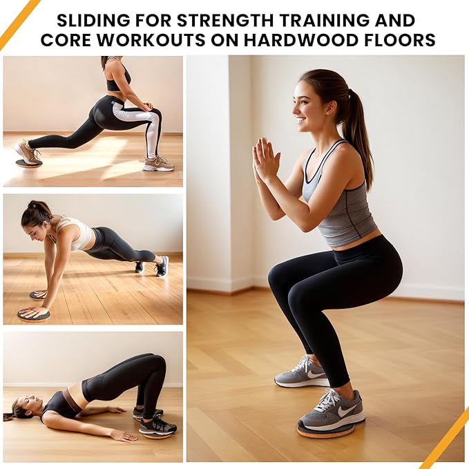 MUYOS Sliders for Working Out, Floor Sliders for Exercise, Sliding Discs for Hardwood Floors – Core and Strength Training, Protects Floors, Ideal for Home Gym Fitness