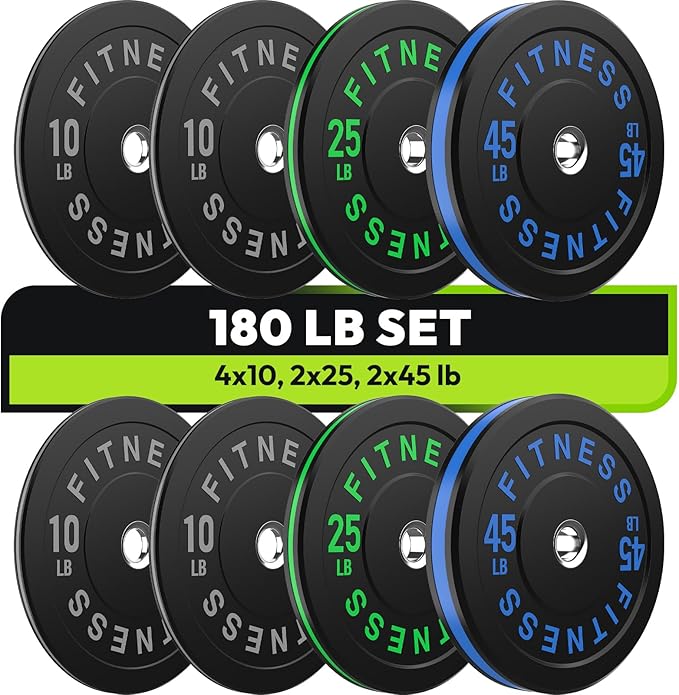 Rubber Weight Plates, Olympic Bumper Plate Set 2-Inch, 45/100 / 160/190 / 260/300 lb Barbell Weights for Home Gym, Colored Standard Strength Training Plates for Weightlifting