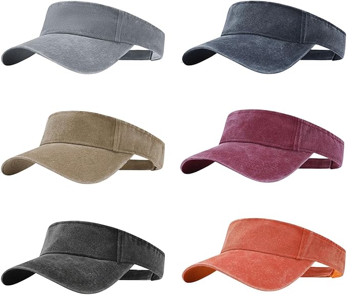 6Pack Sun Visor Adjustable Visor Hats for Women and Men Multicolor