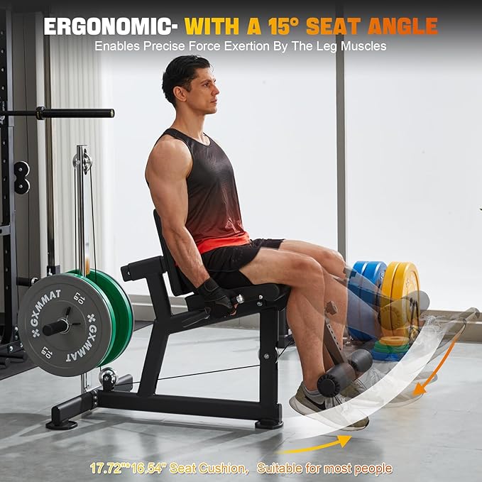 GXMMAT Leg Extension and Curl Machine - Professional Lower Body Workout Equipment for Home Gym, 400lbs Capacity with Adjustable Backrest & Leg Roller, Compact Design (47.24"x42.13"x16.54")