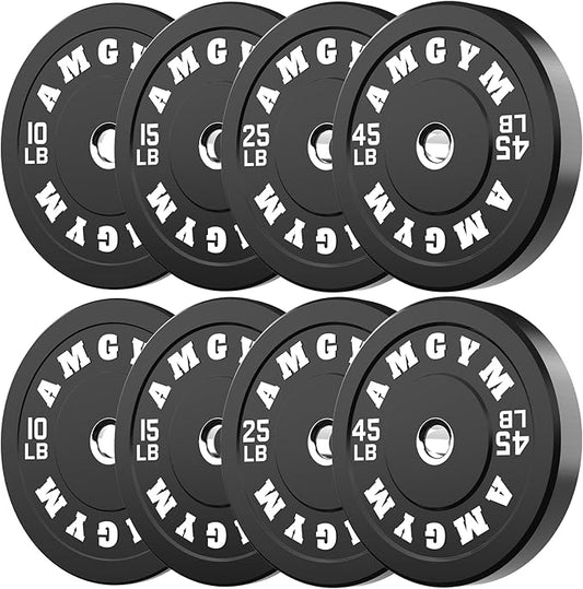 2 Inch Bumper Plates，10-500lbs，Barbell Rubber Olympic Weight Plates Set for Home Gym, Strength Training & Weight Lifting, Multiple Options Colors