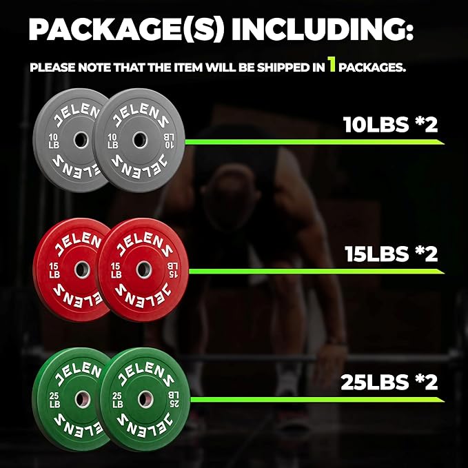 Olympic Barbell Weight Plates Set, 2-Inch Black/Colored Rubber Bumper Plate Weight Set for Strength Training and Weightlifting, Multiple Options