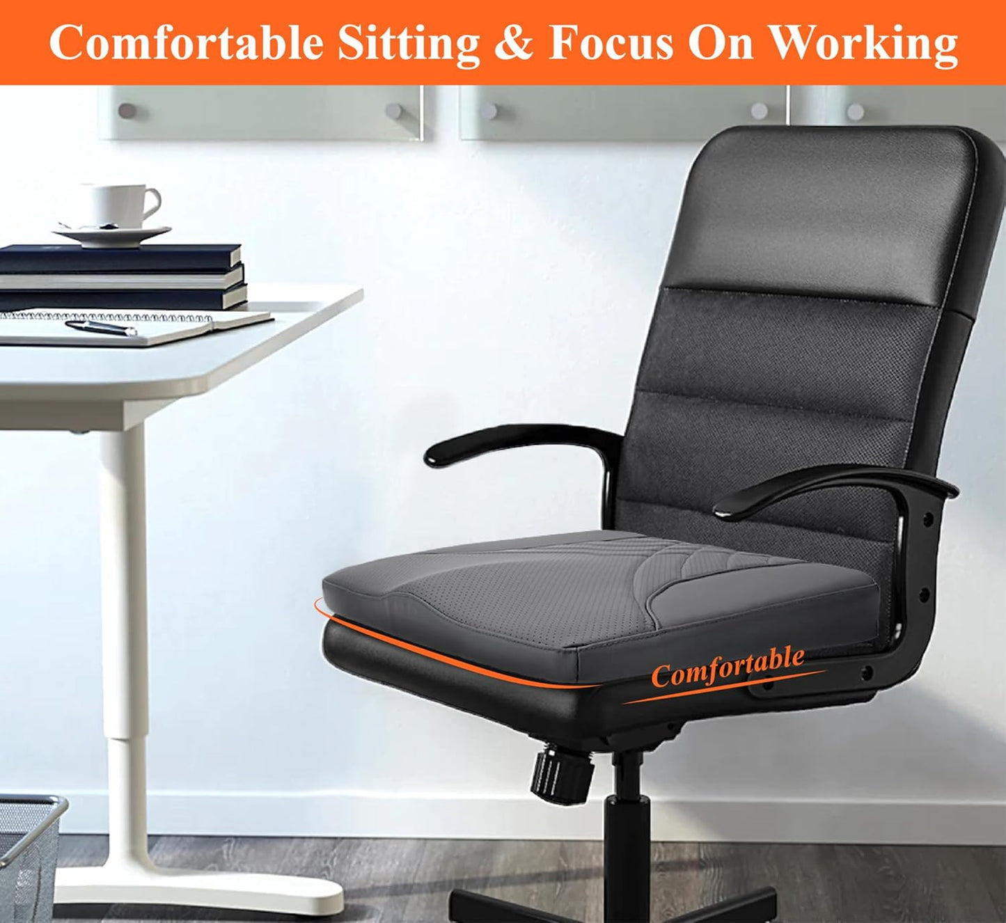 kingphenix Premium Car Seat Cushion, Memory Foam Driver Seat Cushion to Improve Driving View- Coccyx & Lower Back Pain Relief- Seat Cushion for Car, Truck, Office Chair (Dark Grey)