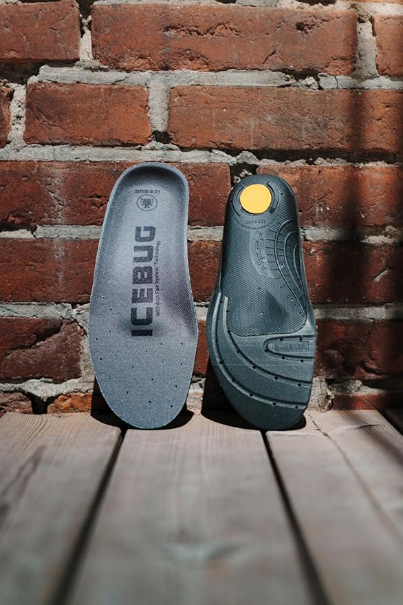 Icebug Comfort Insoles with Dynamic Arch Support, Charcoal High Arch, M 9/W 10.5-11