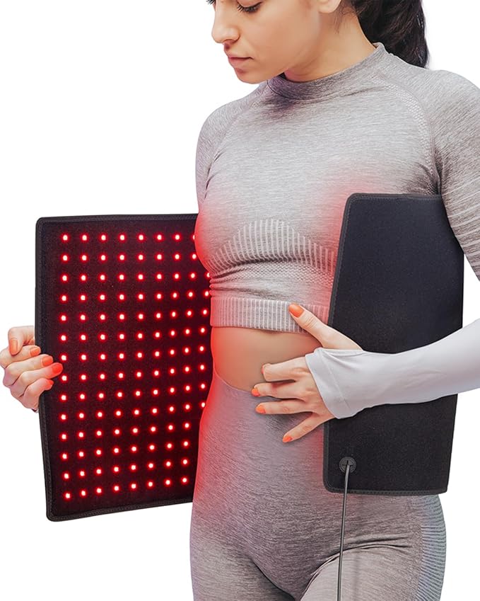 Red Light Therapy Pad for Body 406 LEDs 660nm & 850nm, 60W Foldable Near Infrared Light Mat with 5 Level Heating Mode, Smart Temp & Timer, Back, Waist, Shoulder Muscle & Pain Relief