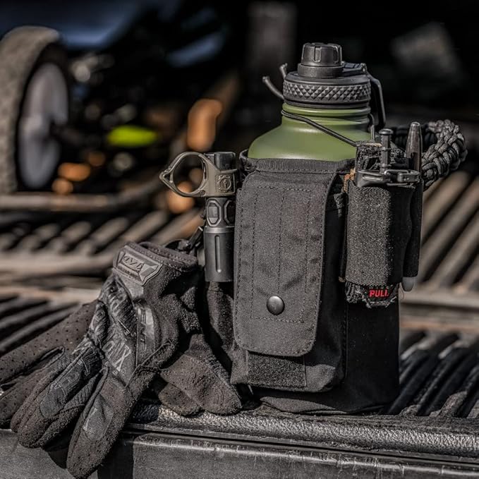 Iron Infidel Battle Bottle - Half Gallon Insulated Water Bottle with Paracord Handle, Large 64 oz Stainless Steel Water Jug with Rugged, Removable Sleeve for Keys, Wallet & Phone (Widowmaker 2L)