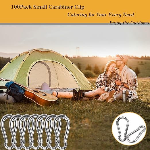 200Pcs Carabiner Clip Spring Snap Hook, M4 1.55 Inch Heavy Duty Galvanized Steel Spring Snap Hook, Quick Link Keychain Clip for Keys Swing Set Camping Fishing Hiking Traveling