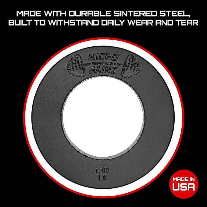 Micro Gainz Calibrated Fractional Weight Plate Set of 2 Plates, Choose Set (.25LB-1.25LB), Designed for Olympic Barbells for Strength Training & Micro Loading Bar Weights, Made in USA