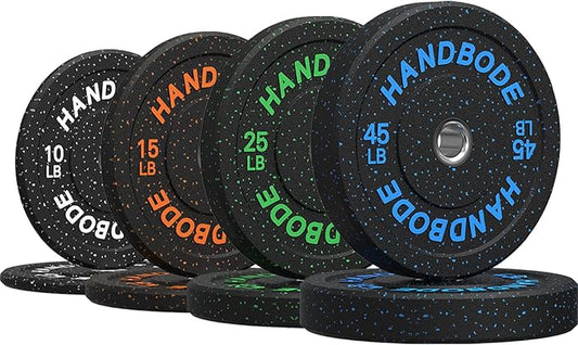 Colored Bumper Weight Plates Olympic Weight Plate Set 2-Inch, 10/15/20/25/35/45/55 lb Barbell Weight Plates Set for Home Gym, Rubber Strength Training Weights Plates for Weight Lifting
