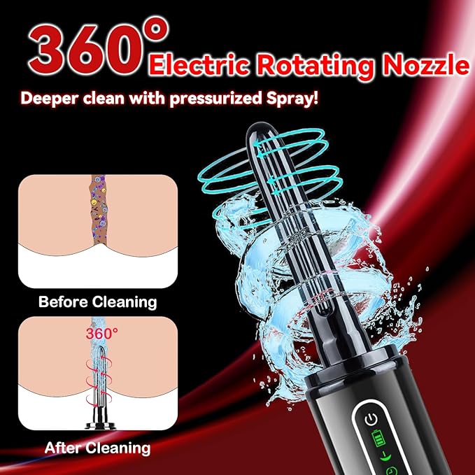 Upgrade Enema Anal Douche , Waterproof Touch Control, Enemas-Douches for Men & Women Colon Cleanse, Shower Enema Bulb-Bottles Kit, Electric Rotating Nozzle, Pressure Spray, Two Douching Modes