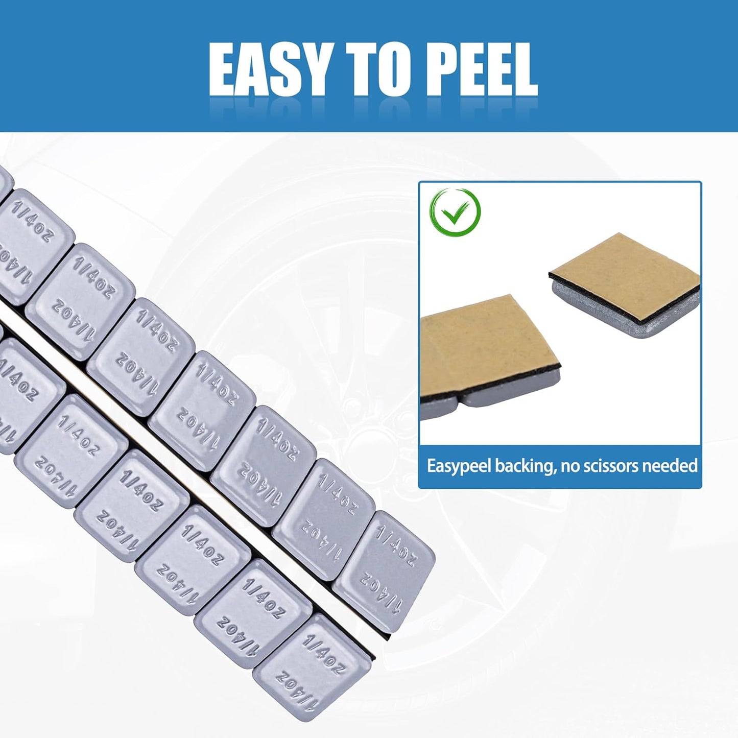 1/4 Oz Stick on Wheel Weights (1box，288pcs,72oz),Gray Adhesive Backed Wheel Weights for Cars, Trucks, SUVs, Motorcycles