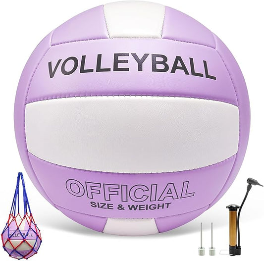 Volleyball Official Size 5 for Indoor Outdoor, Thicker PU Soft Volleyball Kit for Girls Boys Teenager Adults Beach Game Gym Training Beginner