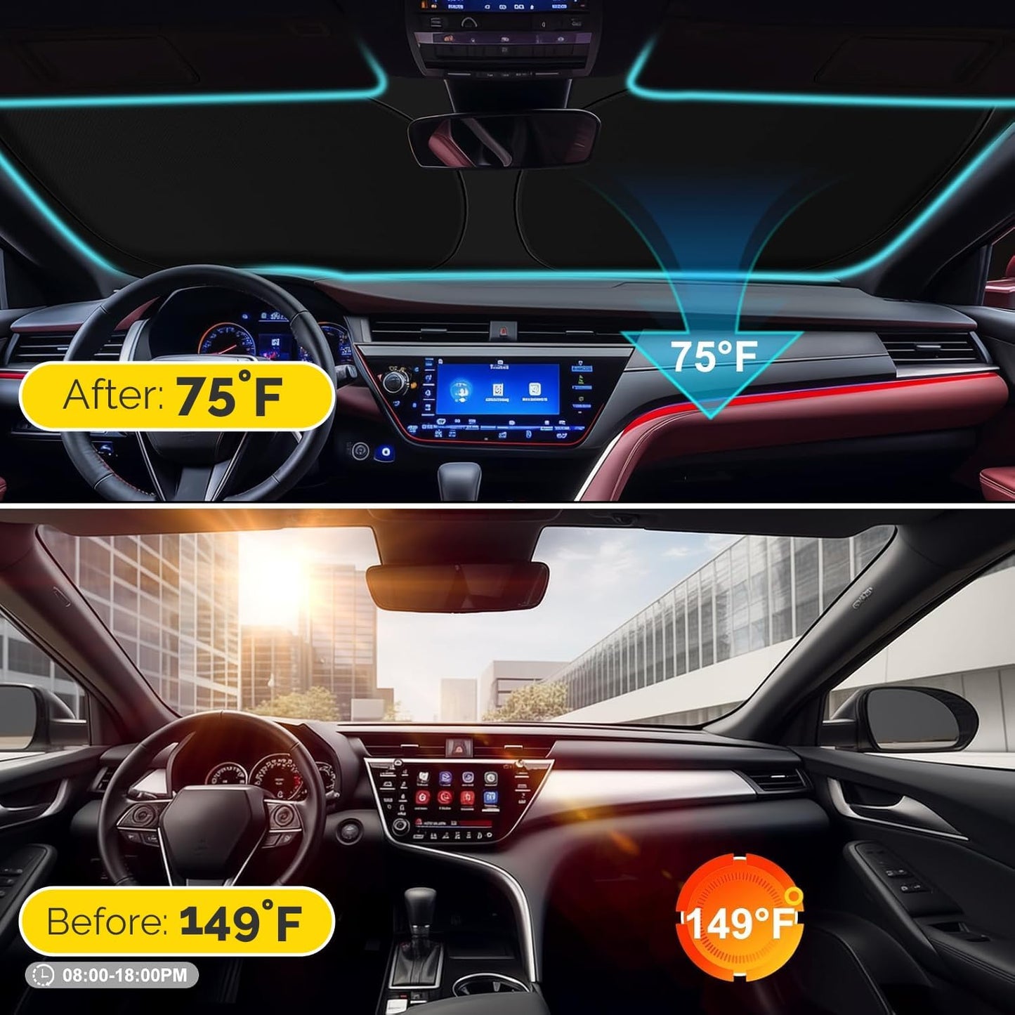 Car Windshield Sun Shade Compatible with 2012 2013 2014 2015 2016 2017 Toyota Camry Accessories Foldable Front Window Sunshade Custom Windshield Cover Sun Visor