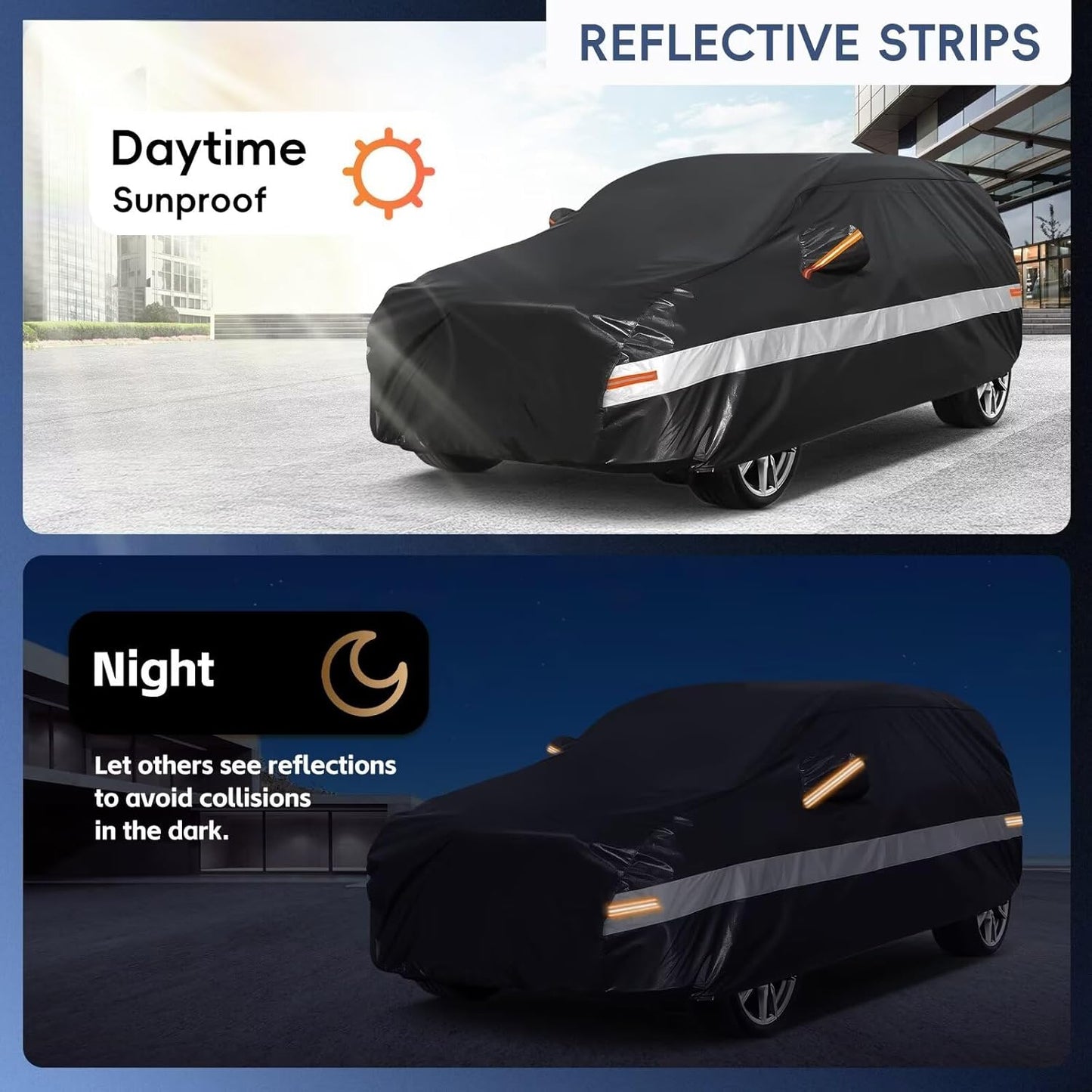 10 Layers SUV Car Cover Custom Fit for Toyota FJ Cruiser (2006-2017), Waterproof All Weather for Automobiles, Outdoor Full Cover Sun Dust Rain Protection with Cotton. Black