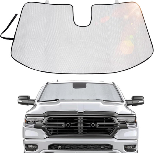 Windshield Sun Shade Compatible with Ram 1500 2500 3500 2019 2020 2021 2022 2023 2024, Sunshade Car Windshield Sun Visor, Foldable Windshield Sun Shield