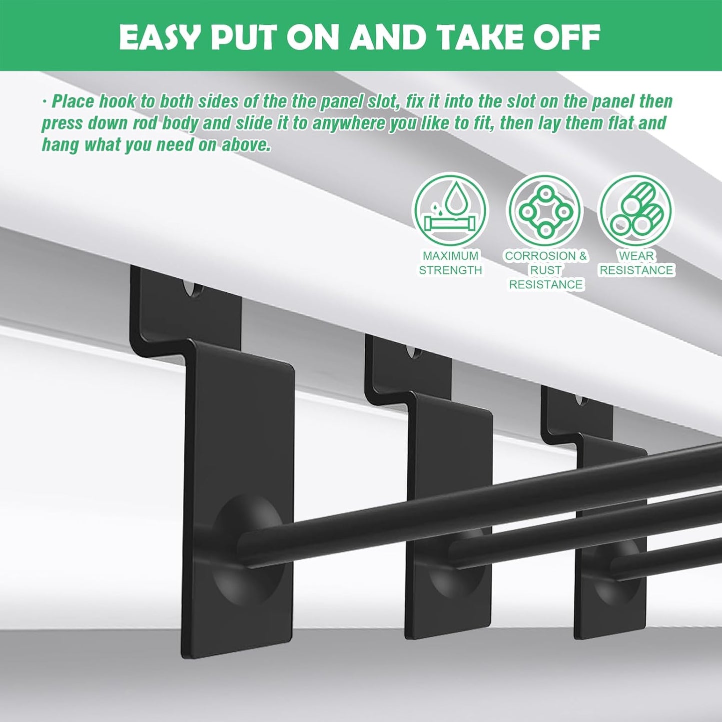 Yuahar Slatwall Hooks 20Pcs 4/6 Inch Slatwall Accessories Heavy Duty Slat Wall Hanging Hooks Panel Display Hooks Pegboard Gridwall Display Hook for Garage Retail Shop (Black)