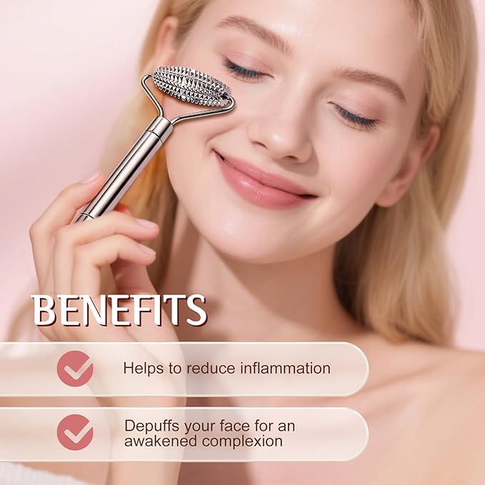 Gua Sha Facial Tools and Face Roller Set, Lymphatic Drainage Massager，Stainless Steel Facial Sculpting Eyes Roller Guasha for Face, Chin & Jawline Sculpting,Skin Care
