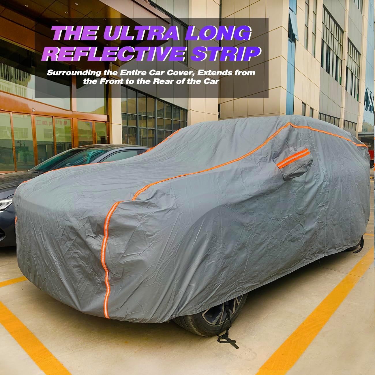 KEYOOG Universal Waterproof Heavy Weight Full Car Covers, Fit Sedan, All Weather, Outdoor Full Cover Weatherproof UV Sun Protection Snow Dust Storm Resistant with PEVA Cotton, for Cars Up to 208"