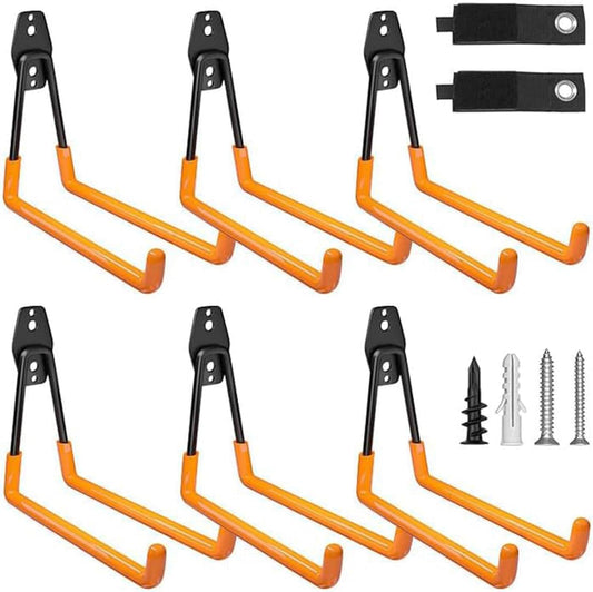Garage Hooks Heavy Duty, 8 Pack Wall Mount Storage Hangers with Extension Cord Holder Organizer, for Power Tool, Garden Tool, Utility, Ladder, Hose and More