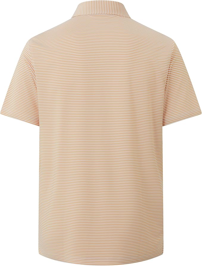 Golf Shirts for Men - Moisture Wicking Short Sleeve Performance Sport Casual Striped Collared Mens Polo Shirt