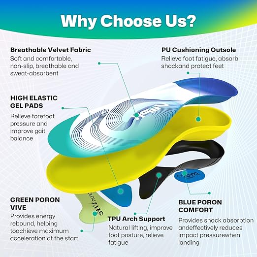 Upgraded Plantar Fasciitis Insoles, 240lbs Heavy Duty Work Boot Insoles for Men, Arch Support Orthotics Inserts, Athletic Gel Shoe Inserts for Pain Relief, Flat Feet, Standing All Day - M