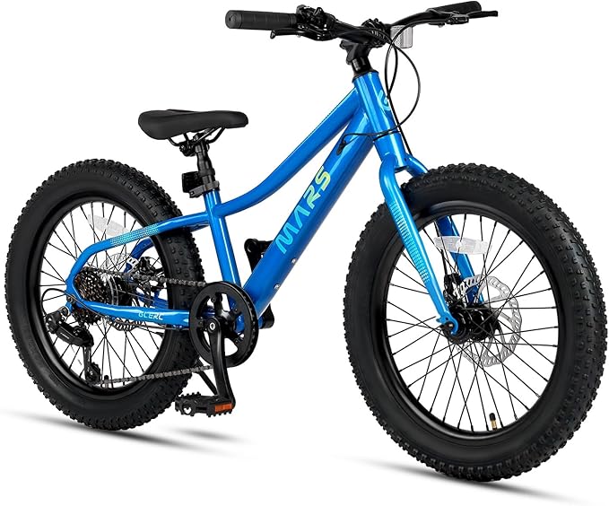 Glerc Mars Kids Mountain Bike, 20 24 Inch Fat Tire Bike for Teen Ages 6-14 Year Old, Bicycle with 2.8-Inch Wide Tires and 6 Speed Drivetrain, Multiple Colors