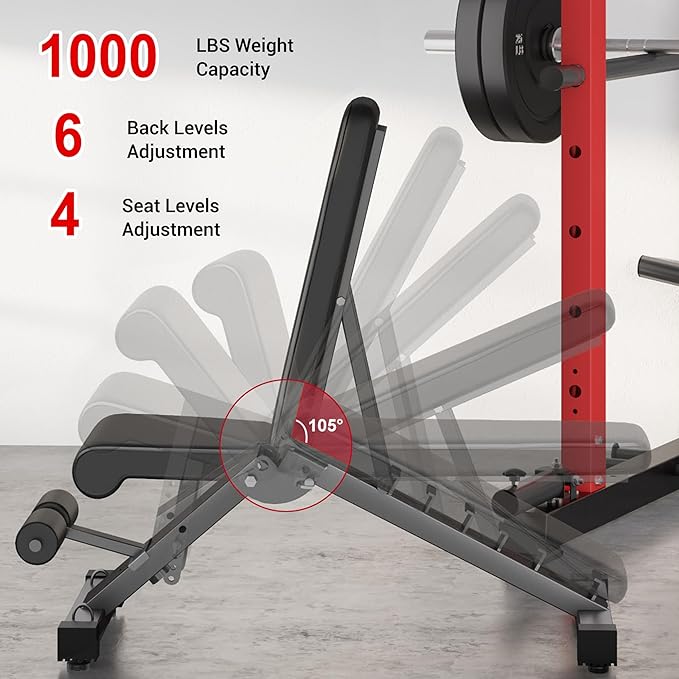 R1-V4 Power Cage Rack, 2000LB Squat Rack with Cable Crossover System, Multi-Function Weight Cage, Home Gym Workout Machine with More Training Attachments