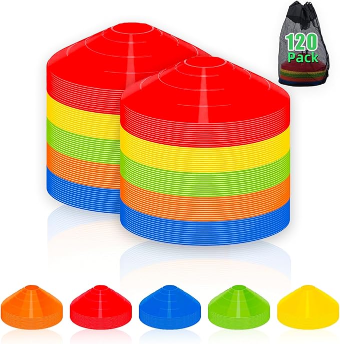 60/120 Pack Agile Soccer Cones with Portable Bags & Brackets,Sports Cones,Cone Sport,Agile Soccer Cones Used for Football Training…