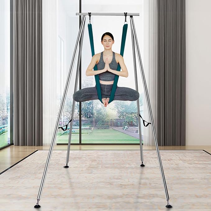 VEVOR Aerial Yoga Frame, 9.67 ft Height Swing Stand, Max 551.15 lbs Load Chrome-Plated Steel Pipe Inversion Yoga Rig for Indoor Outdoor Use