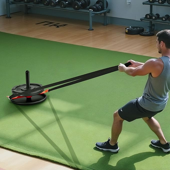 VEVOR Weight Sled, Steel Power Sled, Fitness Strength Training Sleds for Athletic Exercise Speed Improvement, Workout Fitness Equipment with Harness, Compatible with 2 in Weight Plate, Orange & Black