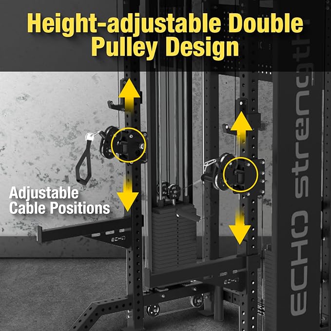 Commercial Cable Crossover Exercise Machine All in One Functional Trainer Cable Machine with 400LBS Weight Stacks Power Cage Squat Rack with Pulley System Compact Functional Trainer for Home Gyms