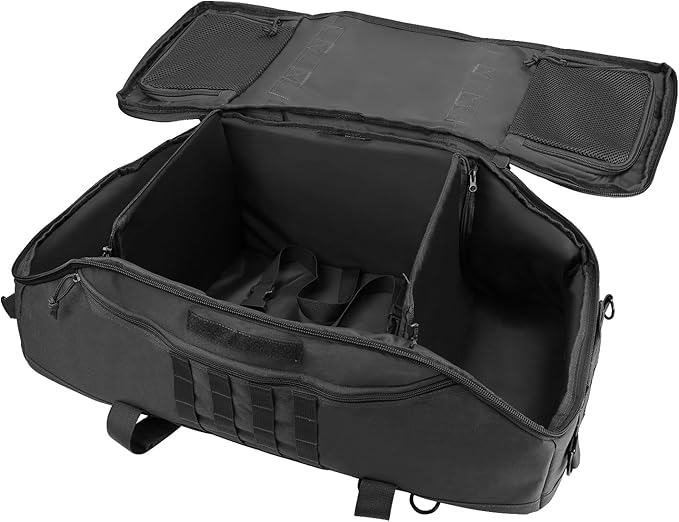 55L Large Duffle Bag, 3-in-1 Tactical Backpack MOLLE Pack for Sports, Gym, Outdoor, Black