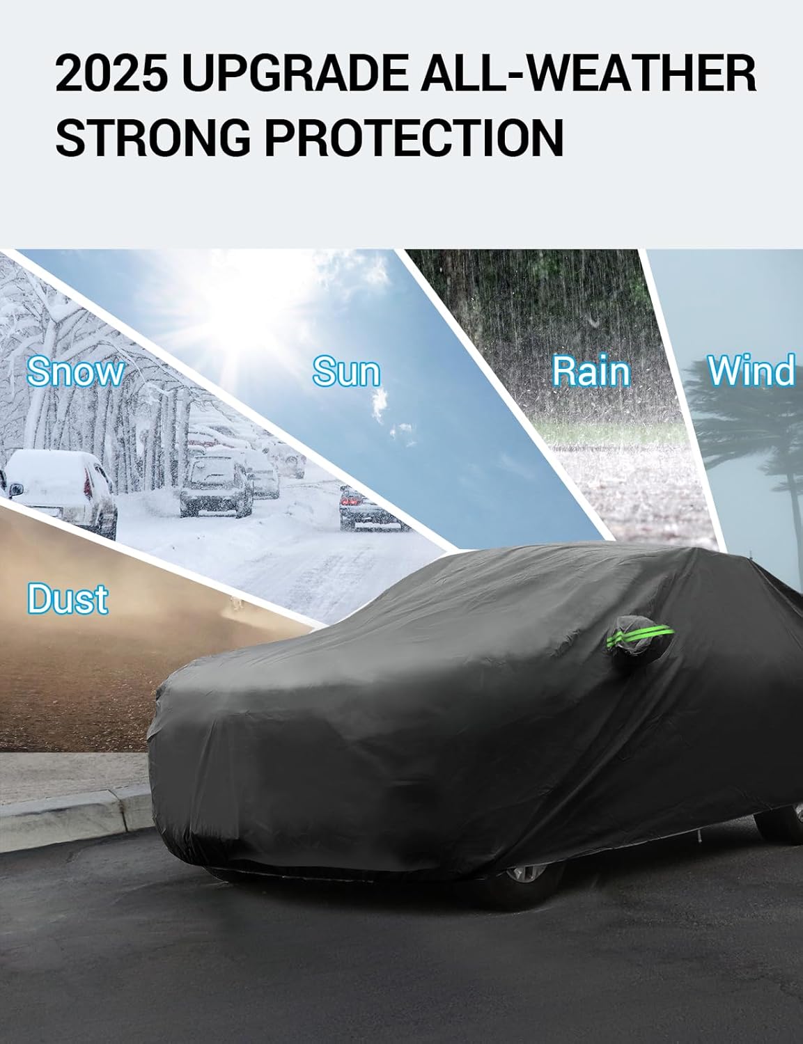 Proadsy 2025 Upgrade Car Cover Custom Fit for Hyundai Kona 2024 2025, Waterproof All Weather for Automobiles, Full Exterior Cover Rain Snow Sun Protector Indoor Outdoor Car Cover