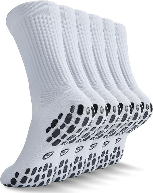 CWVLC Grip Socks Soccer - Cushioned Non-Slip Grippy for Men & Women Athletic - Barre Hospital Sticky Slipper Socks