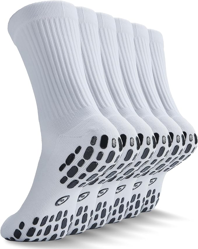 CWVLC Grip Socks Soccer - Cushioned Non-Slip Grippy for Men & Women Athletic - Barre Hospital Sticky Slipper Socks