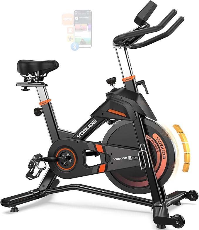 YOSUDA Magnetic Exercise Bike,Stationary Bikes for Home with Exclusive App, 400 lbs Weight Capacity & 50 lbs Flywheel, Indoor Cycling Bike with Tablet Holder & Adjustable Seat and Handlebars