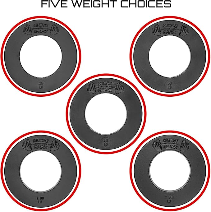 Micro Gainz Olympic Fractional Weight Plates Set, 10 Piece Olympic Weight Plates Set with Bag, Designed for Olympic Barbells for Strength Training and Micro Loading, Made in USA