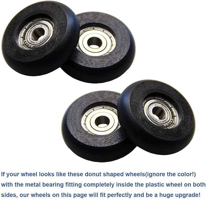 Total Gym Replacement Set Wheels/Rollers for Models 2000, 3000, and More -Black (4 Pack)