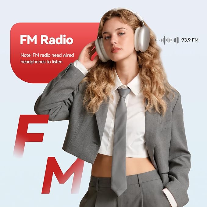 AGPTEK 64GB MP3 Player with Bluetooth, M3 2.4 inch Music Player with Speaker and FM Radio, Touch Buttons, Supports Up to 128GB (Black Red)