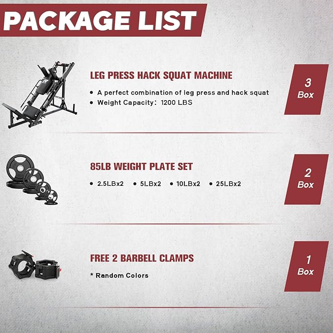 RitFit Adjustable Leg Press and Hack Squat Machine with Weight Plate Set, Professional Home Gym Equipment with Linear Bearings, Specialized for Complete Lower Body Workouts and Weight Storage Posts